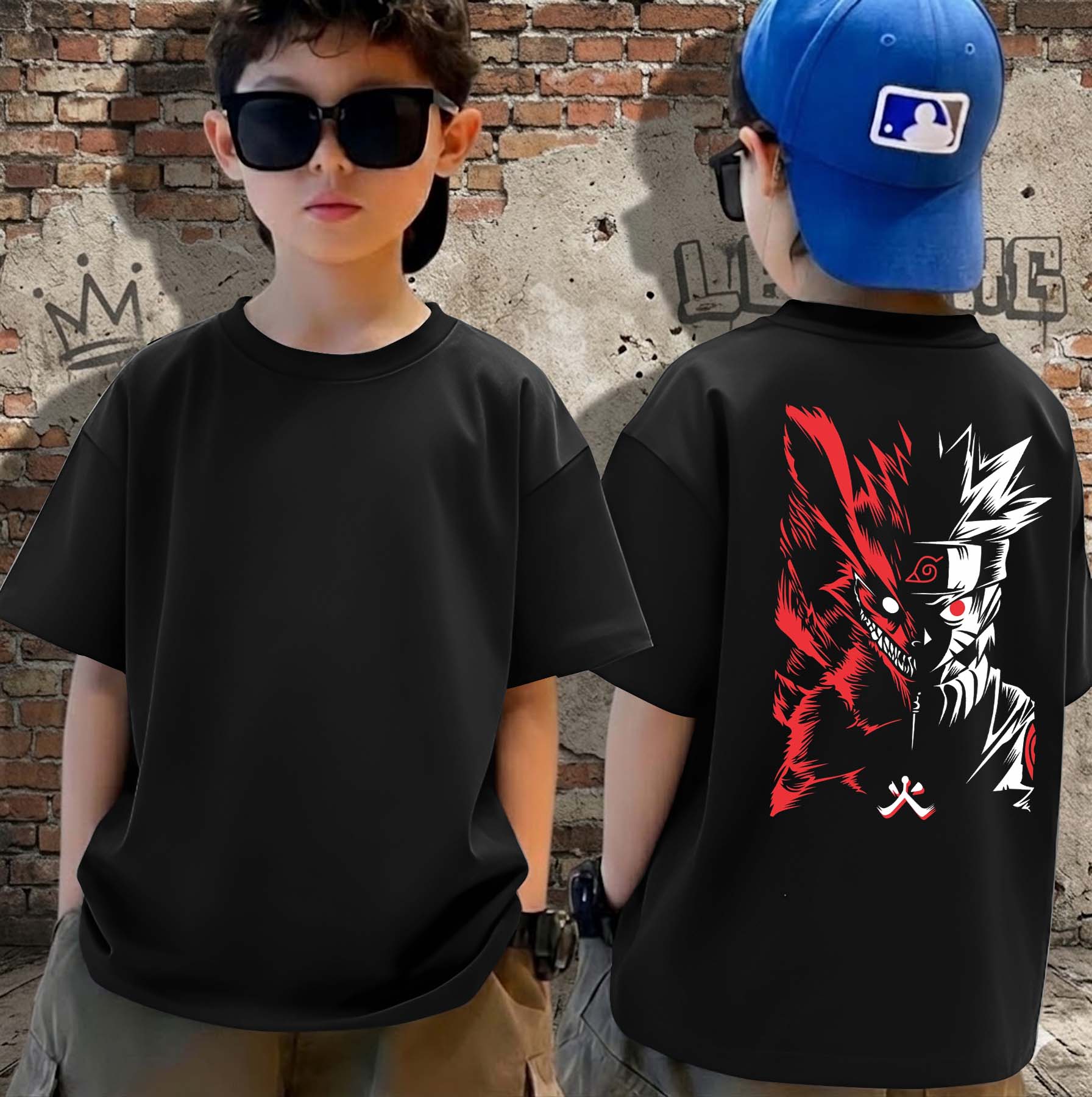 R Narutto - Boys Over Size Printed T-shirt