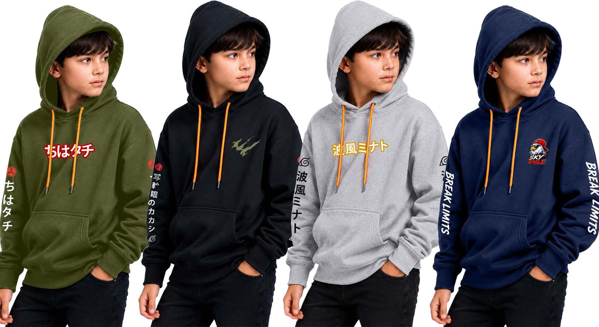 Why Bro Kids 4 Pcs Trendy Hoodie Combo