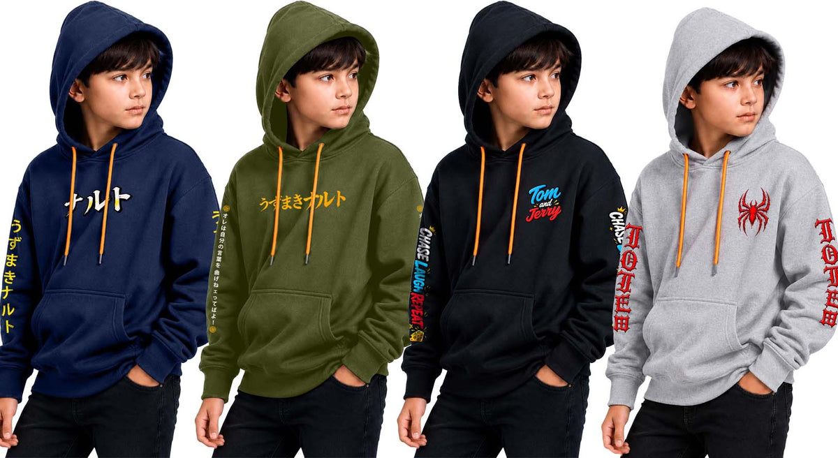 Why Bro Kids 4 Pcs Trendy Hoodie Combo
