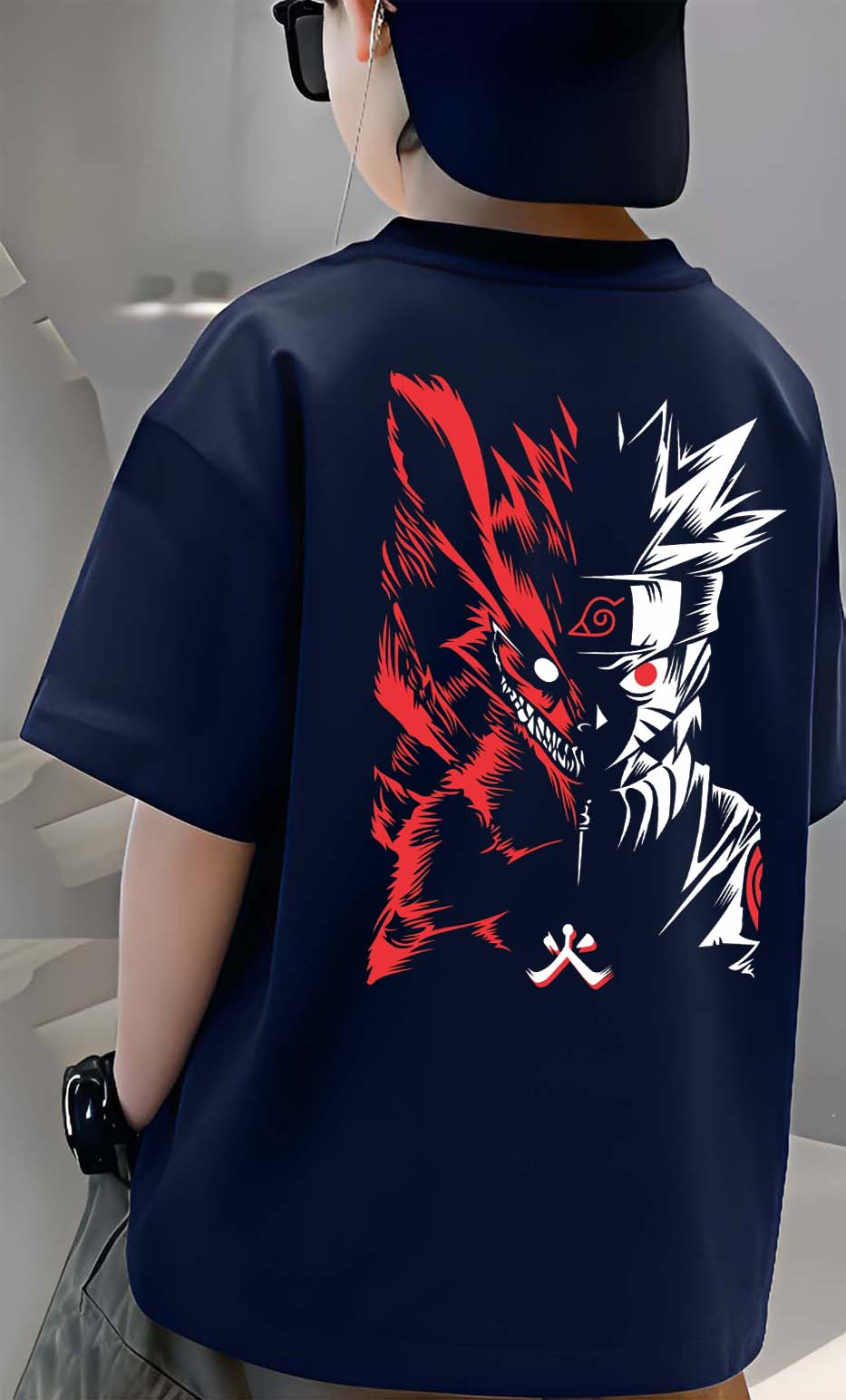 R Narutto - Boys Over Size Printed T-shirt