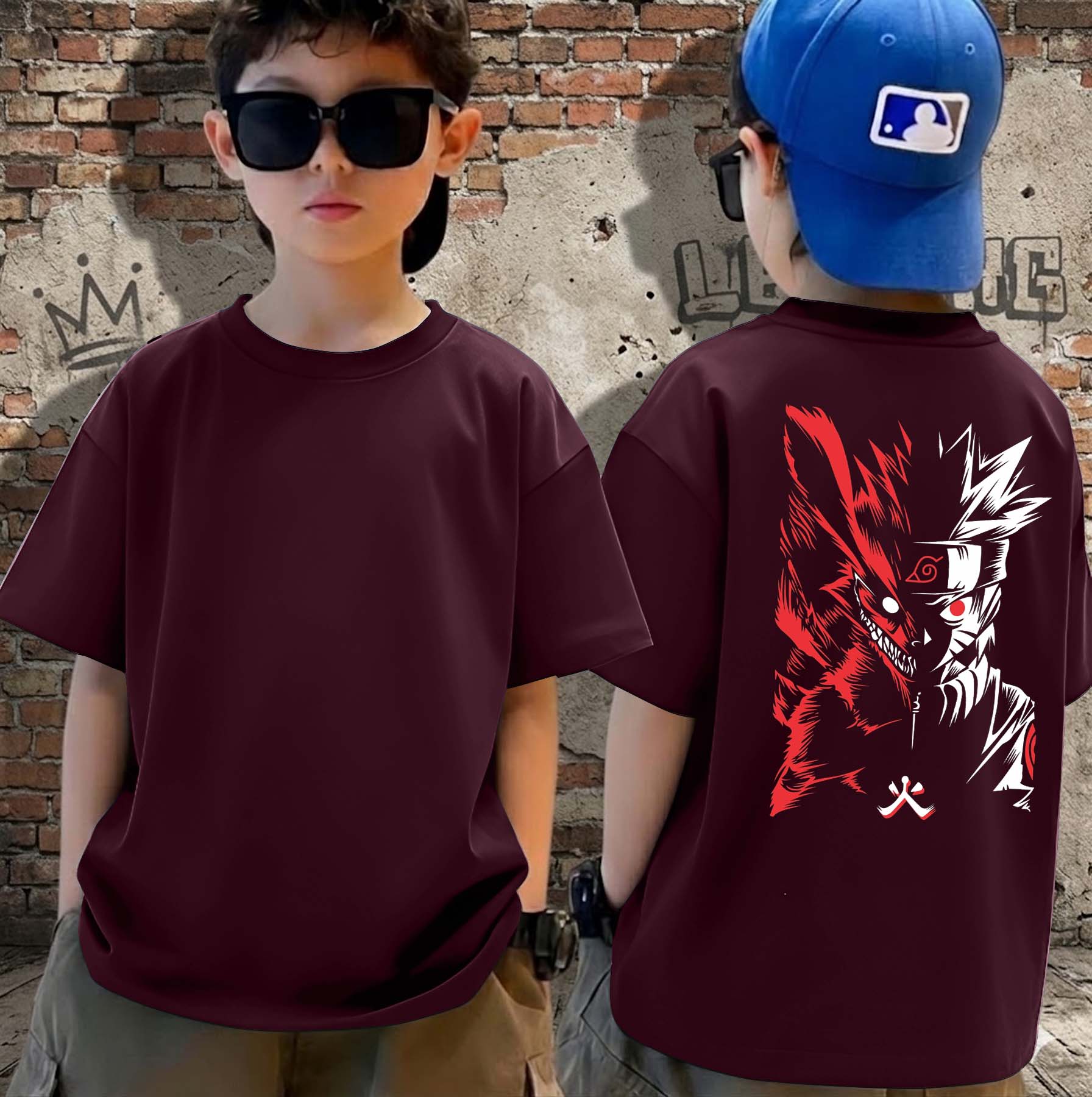 R Narutto - Boys Over Size Printed T-shirt