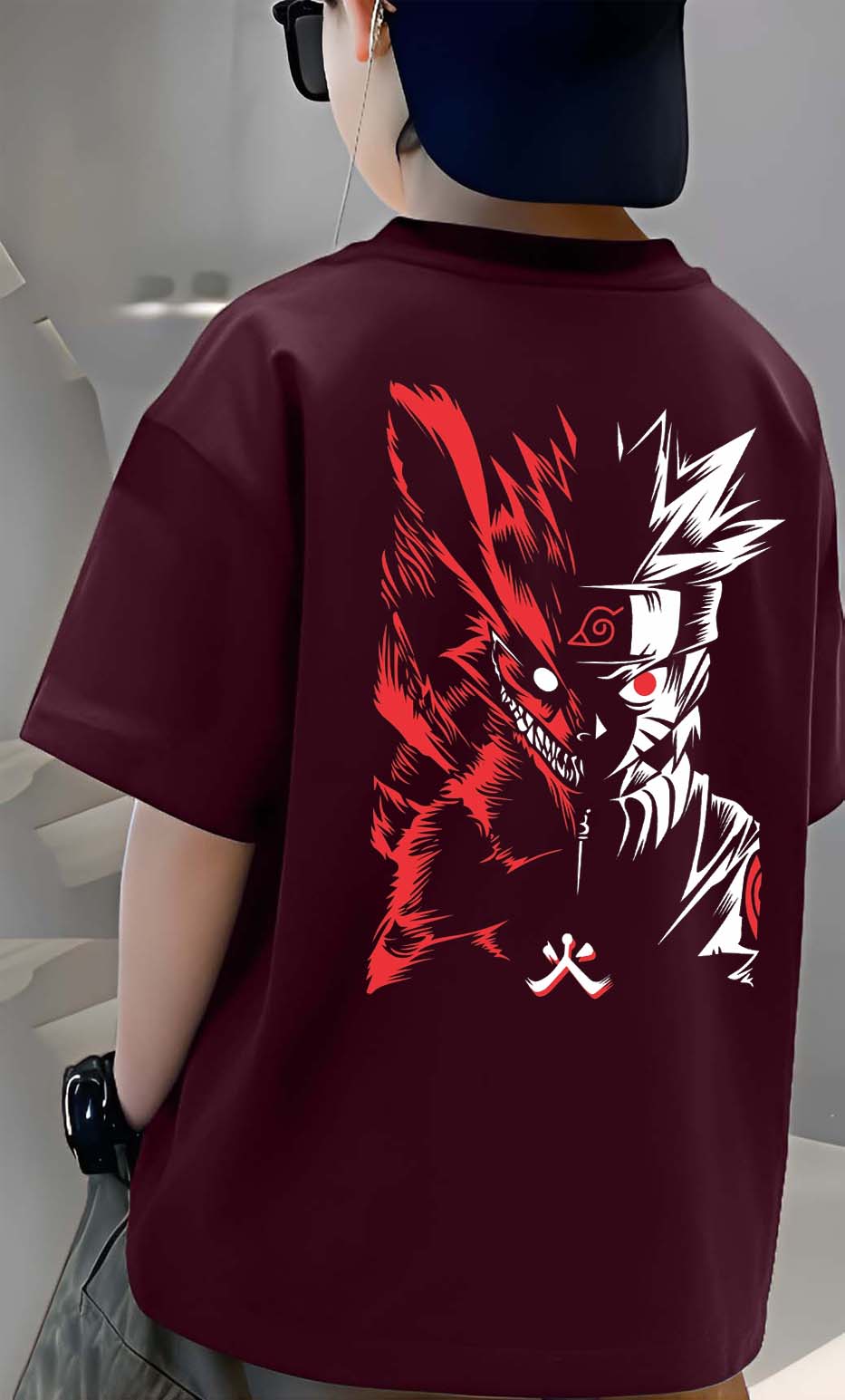 R Narutto - Boys Over Size Printed T-shirt