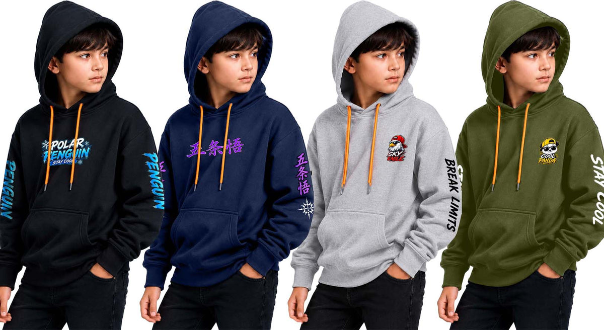 Why Bro Kids 4 Pcs Trendy Hoodie Combo