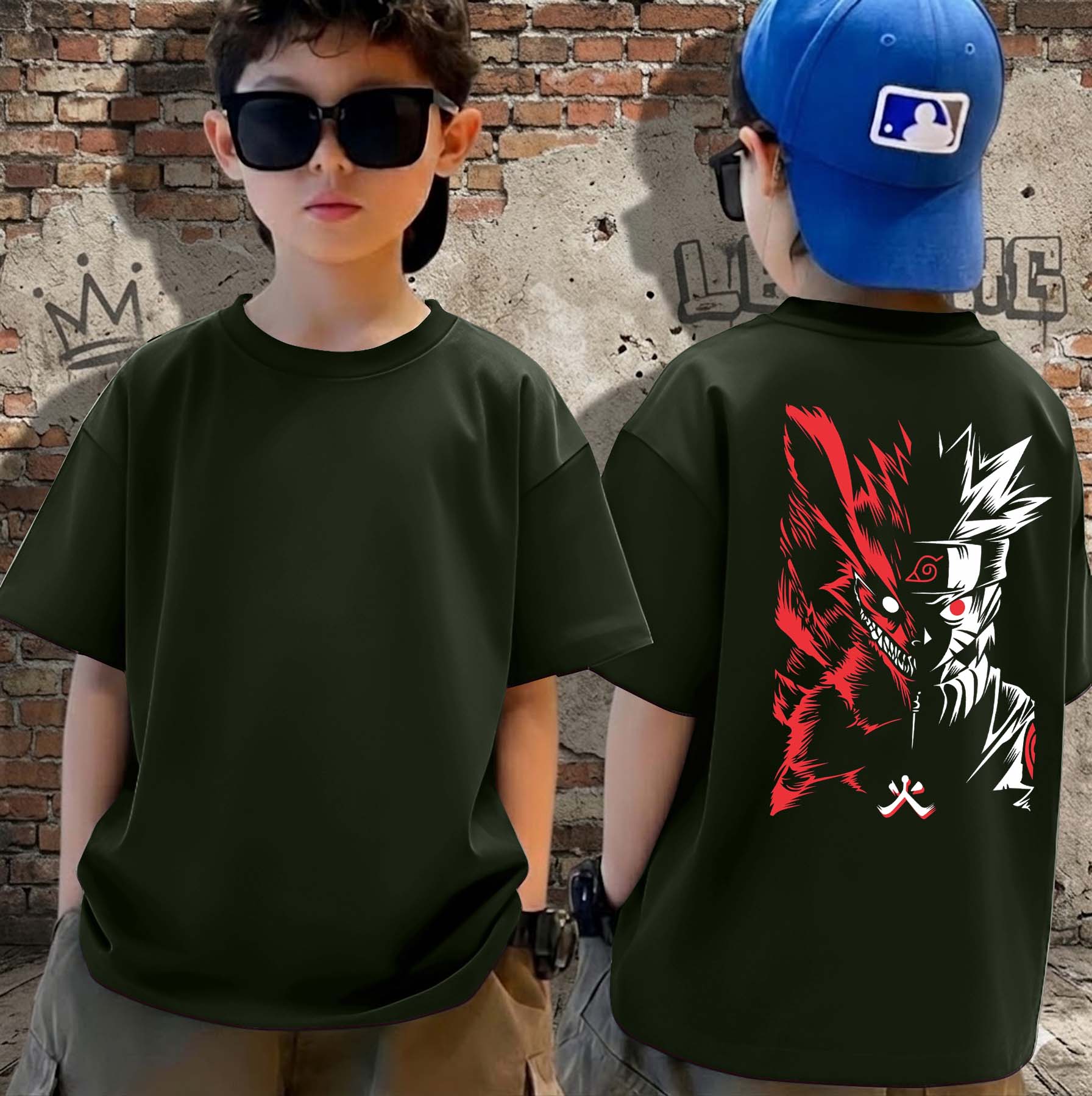 R Narutto - Boys Over Size Printed T-shirt