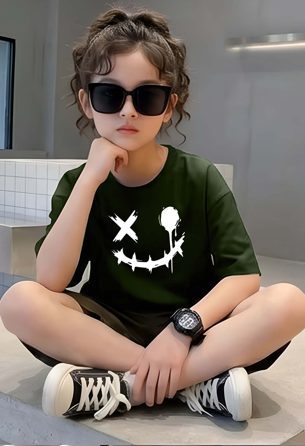 Smiley - kids Girls Over sized T shirt