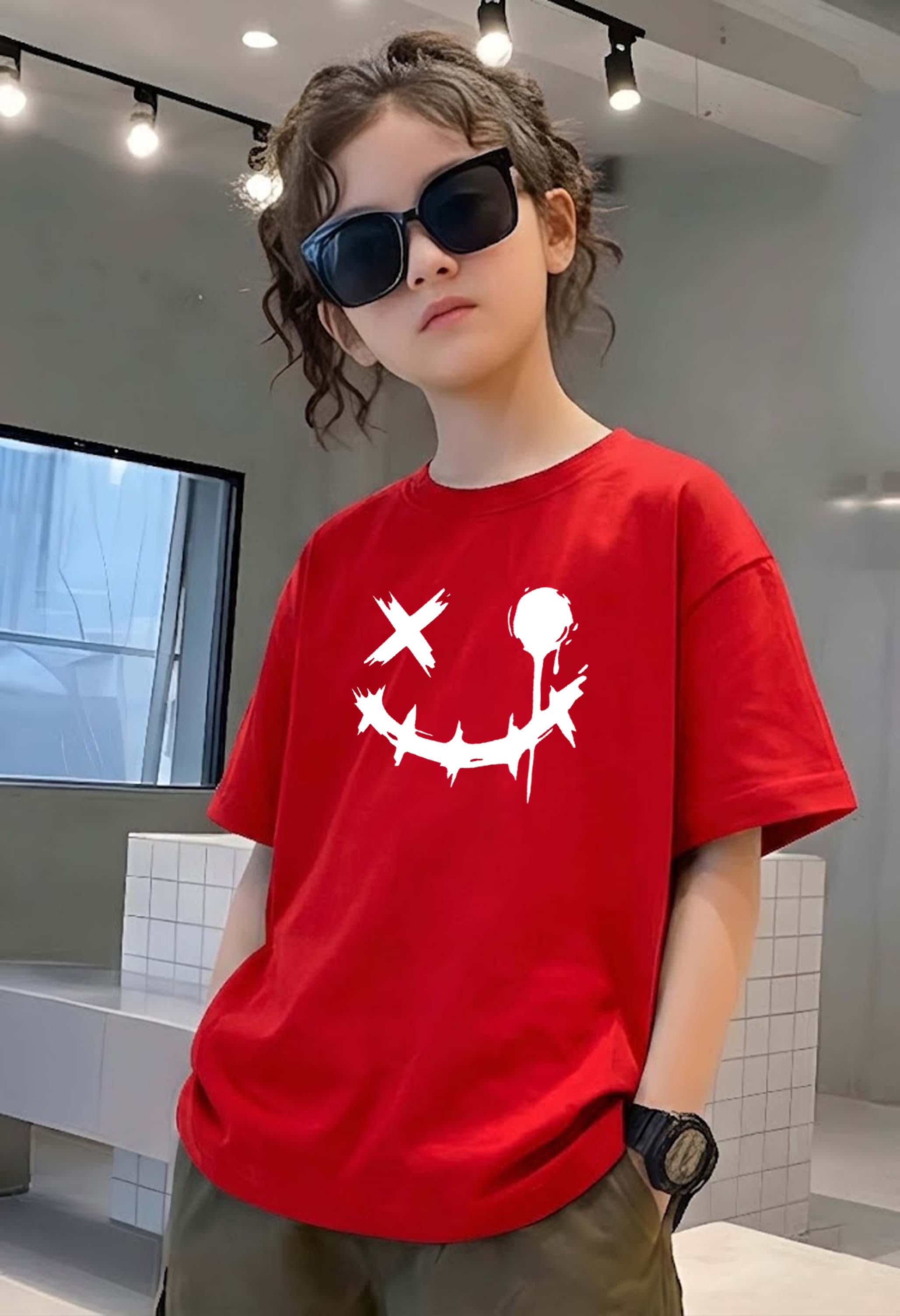 Smiley - kids Girls Over sized T shirt