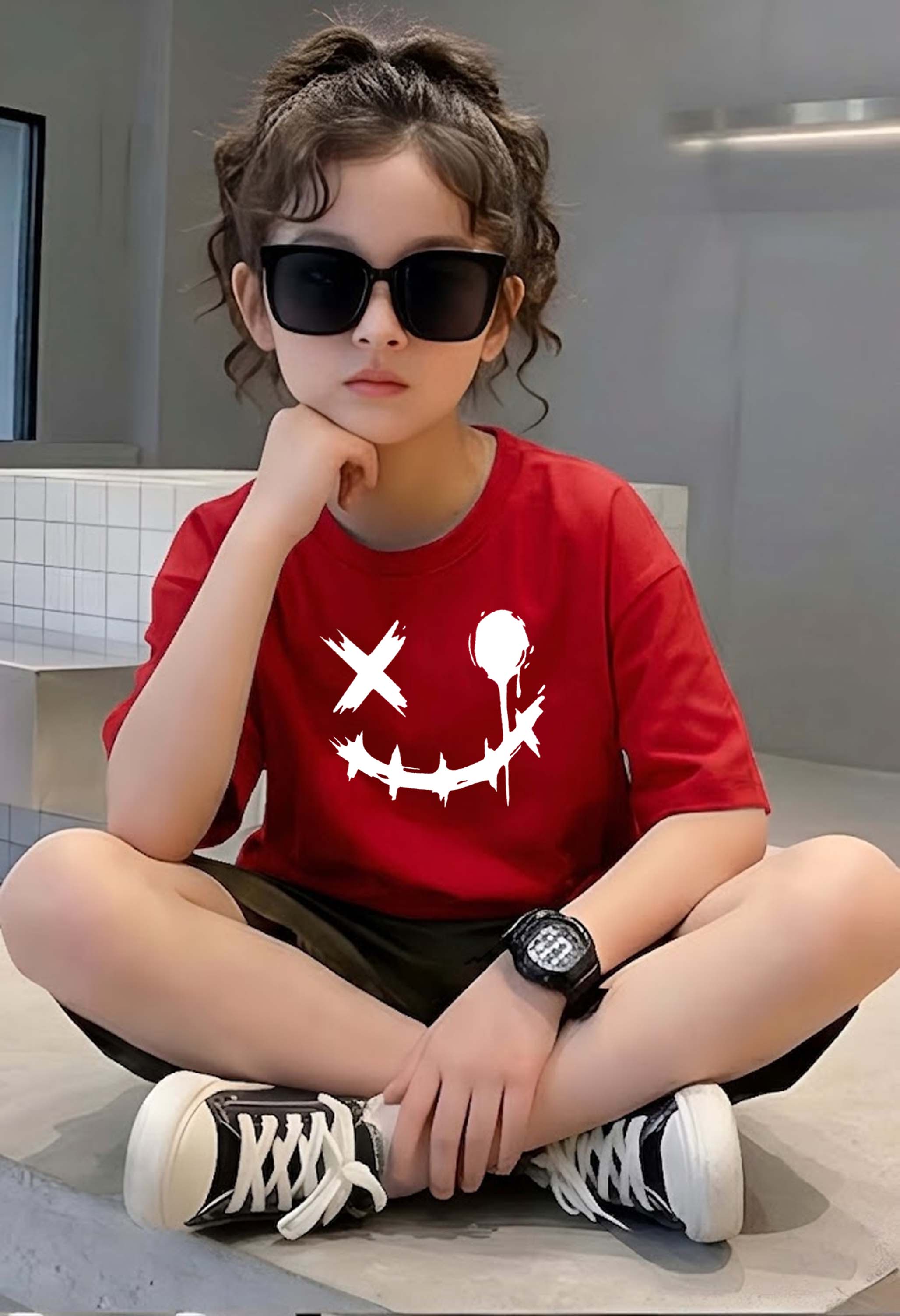 Smiley - kids Girls Over sized T shirt