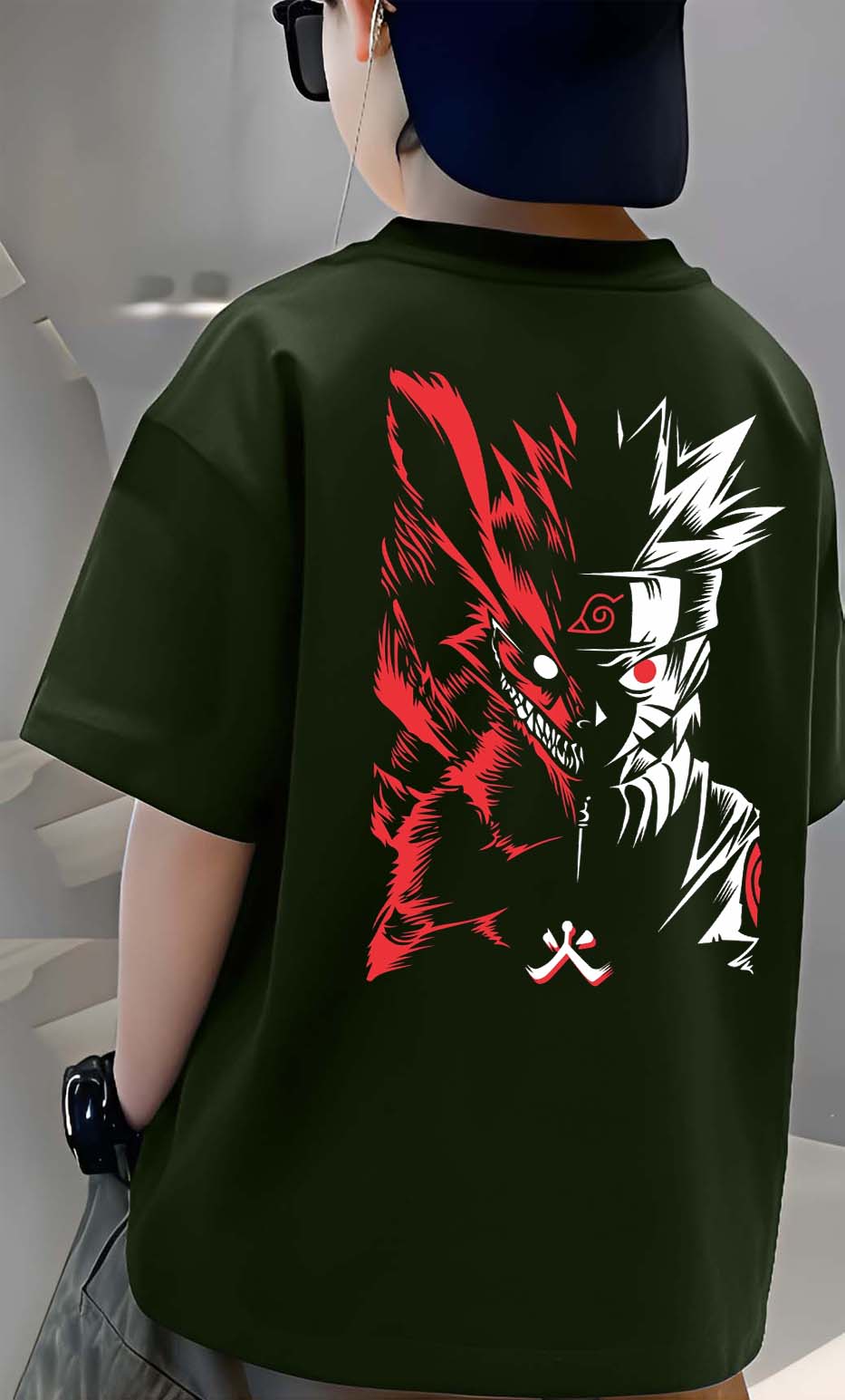 R Narutto - Boys Over Size Printed T-shirt