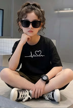 Heart - kids Girls Over sized T shirt