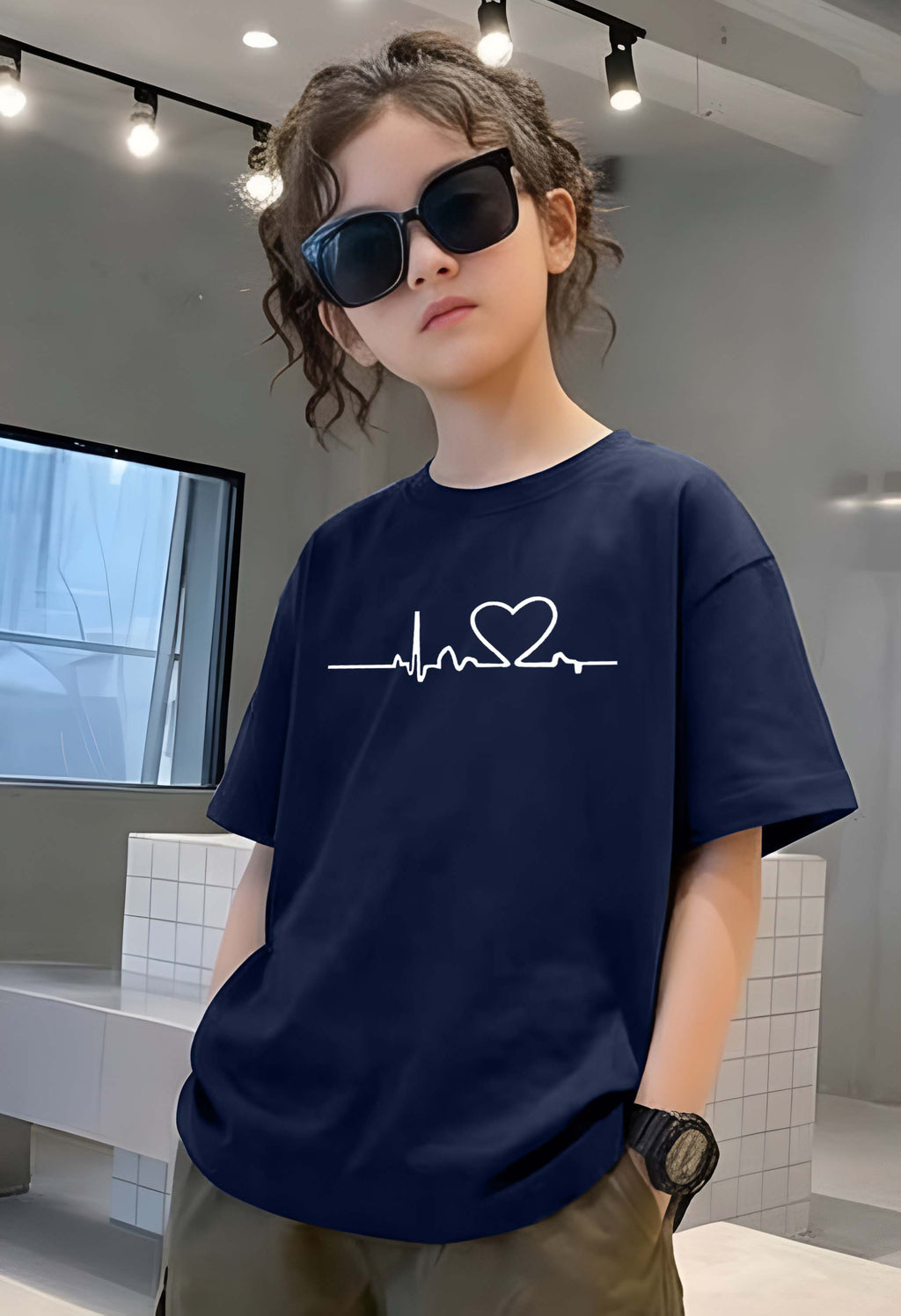 Heart - kids Girls Over sized T shirt