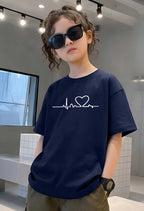 Heart - kids Girls Over sized T shirt