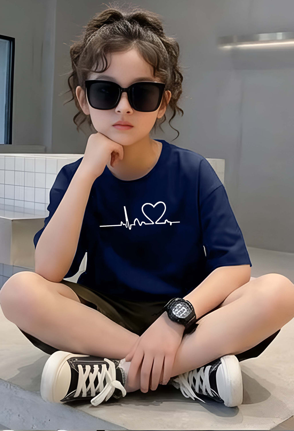 Heart - kids Girls Over sized T shirt