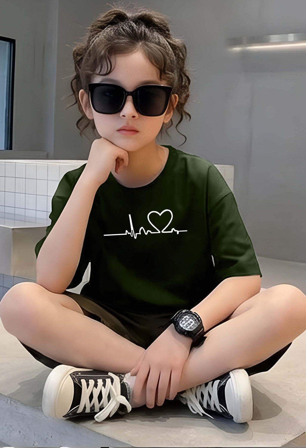 Heart - kids Girls Over sized T shirt