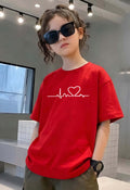 Heart - kids Girls Over sized T shirt