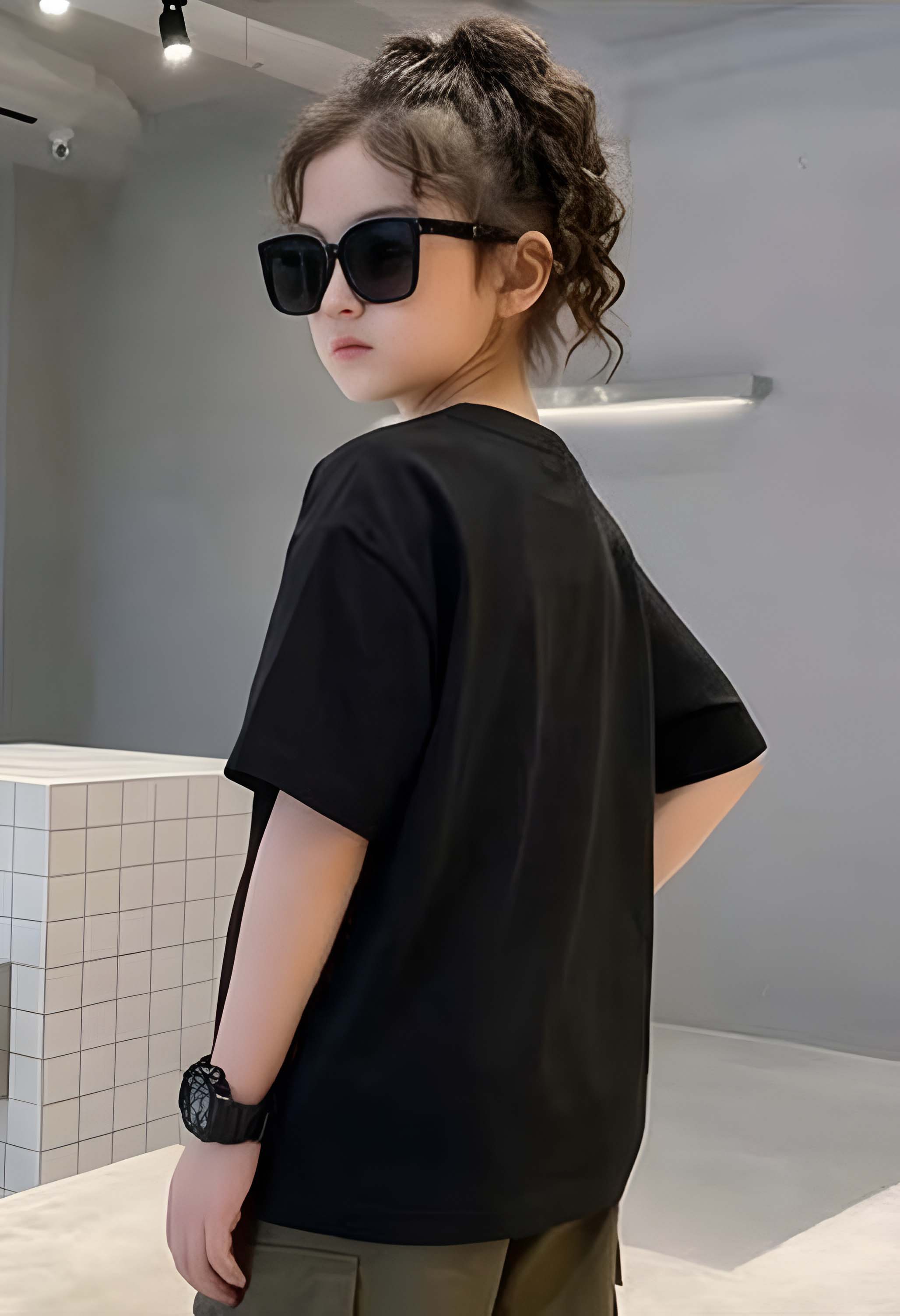 Vblack - kids Girls Over sized T shirt