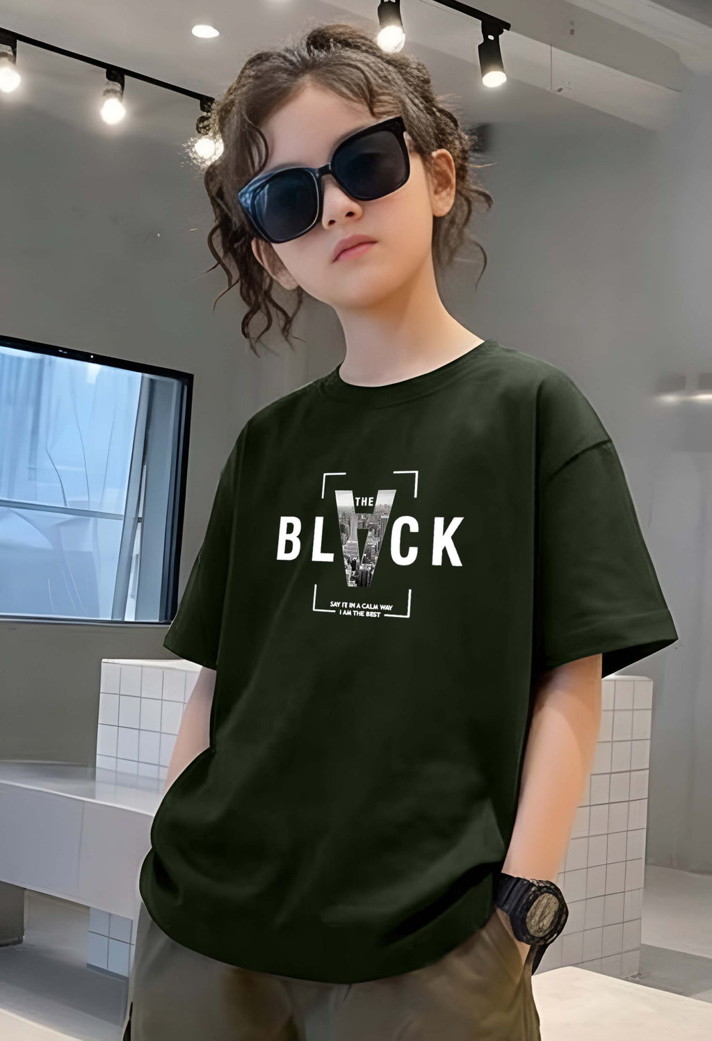 Vblack - kids Girls Over sized T shirt