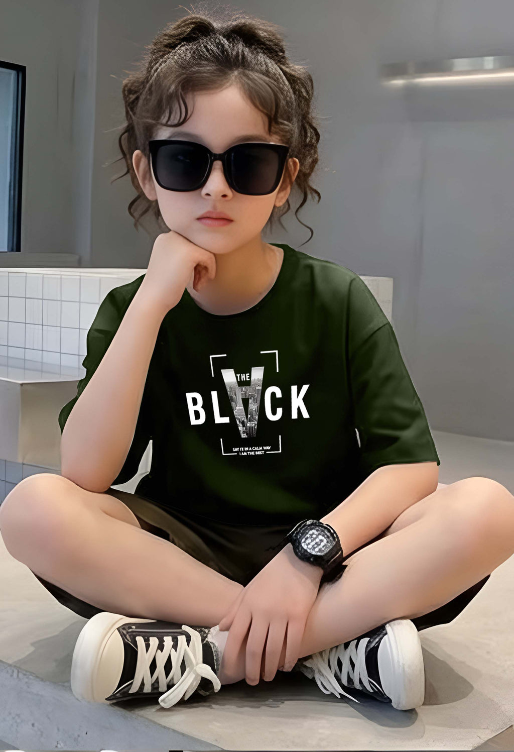 Vblack - kids Girls Over sized T shirt