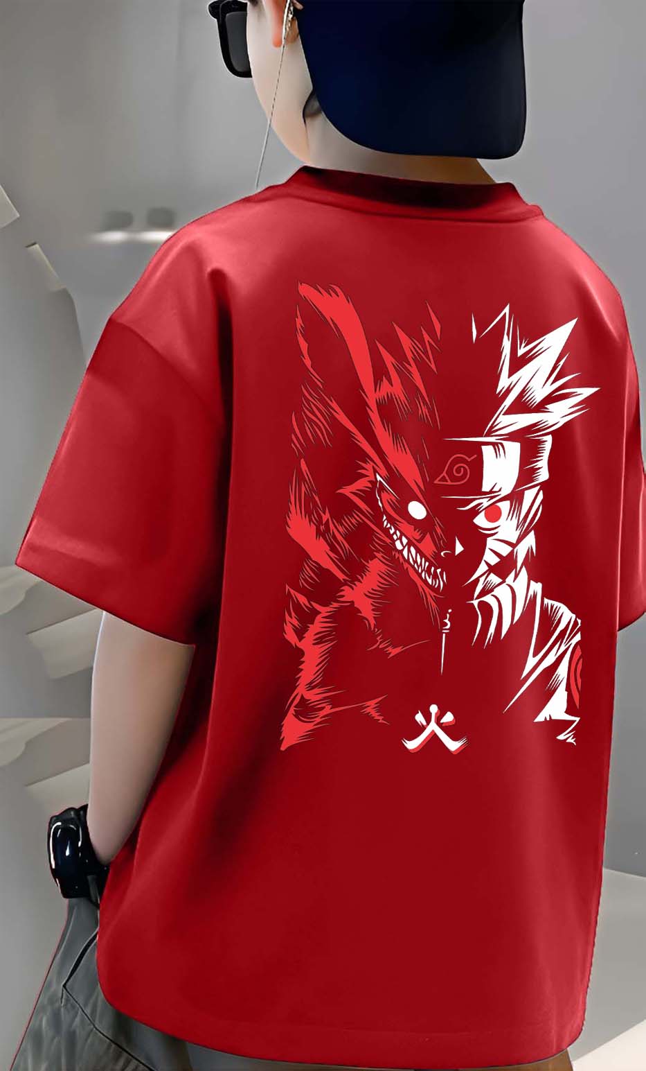 R Narutto - Boys Over Size Printed T-shirt