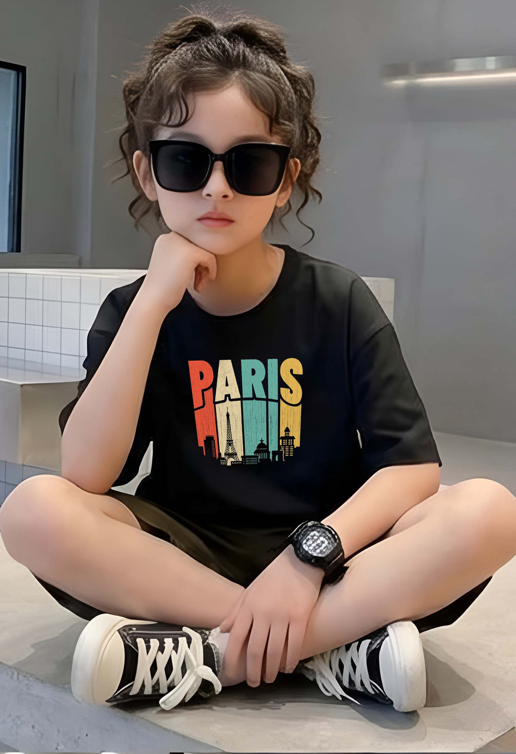 Paris - kids Girls Over sized T shirt