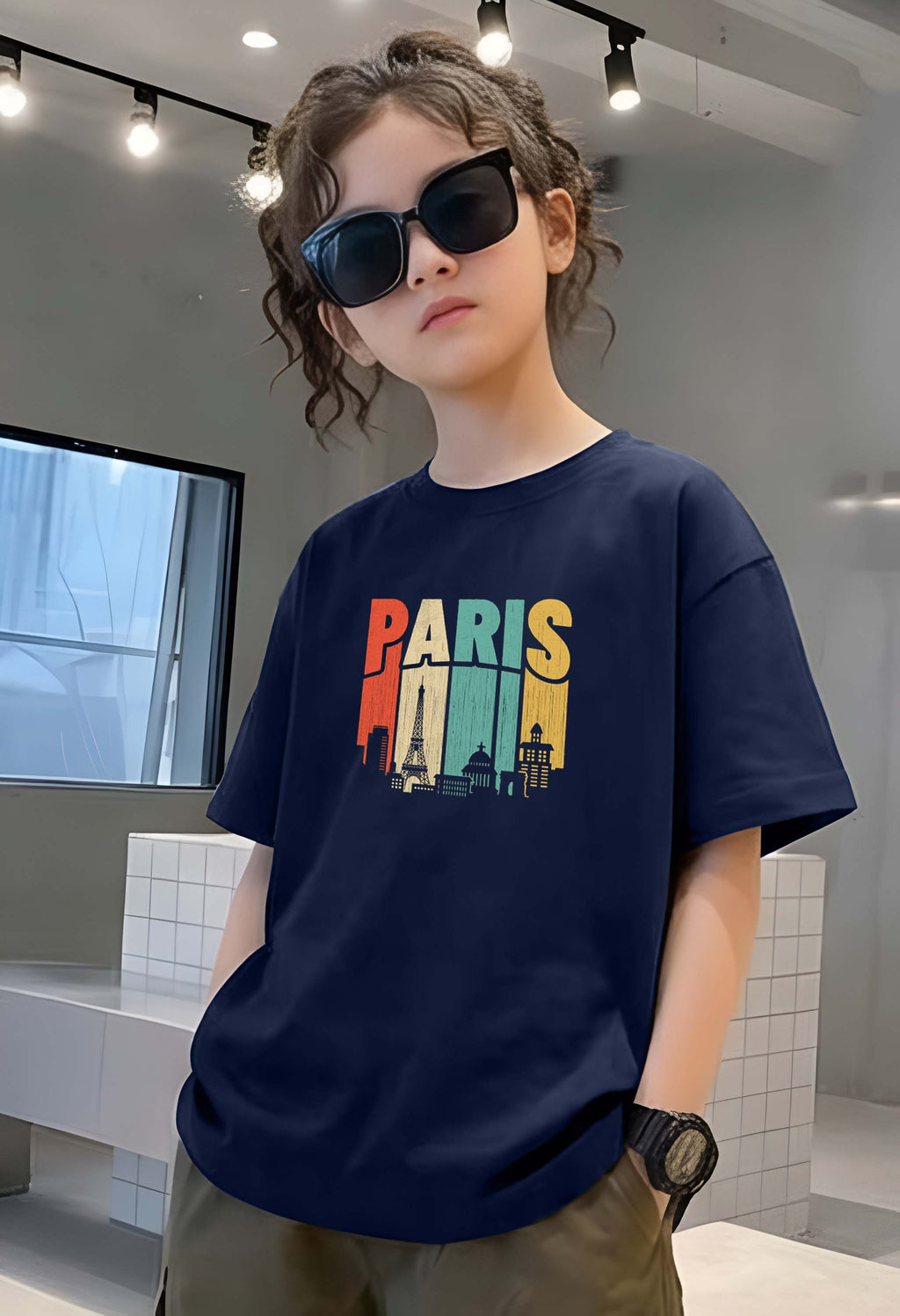 Paris - kids Girls Over sized T shirt