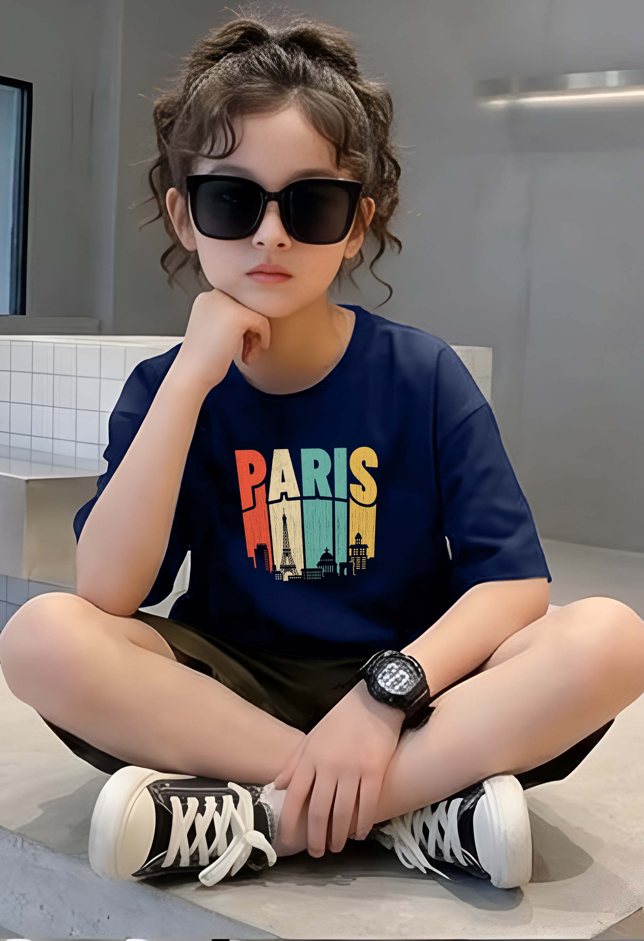 Paris - kids Girls Over sized T shirt
