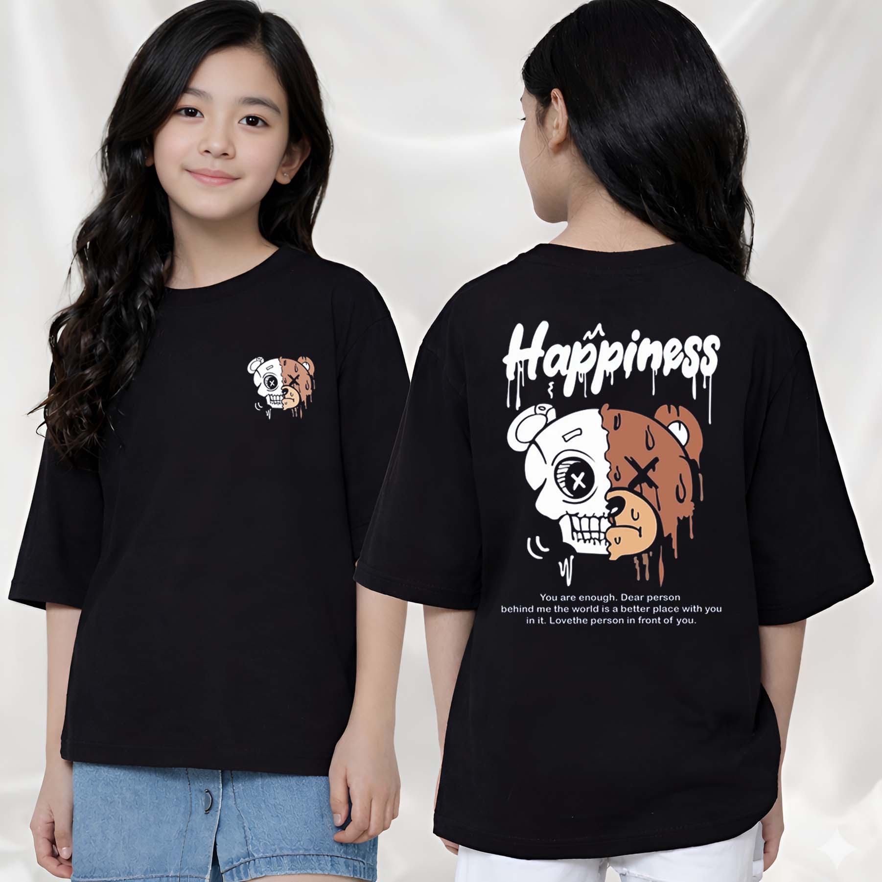 Happiness - kids Girls over sized T shirt