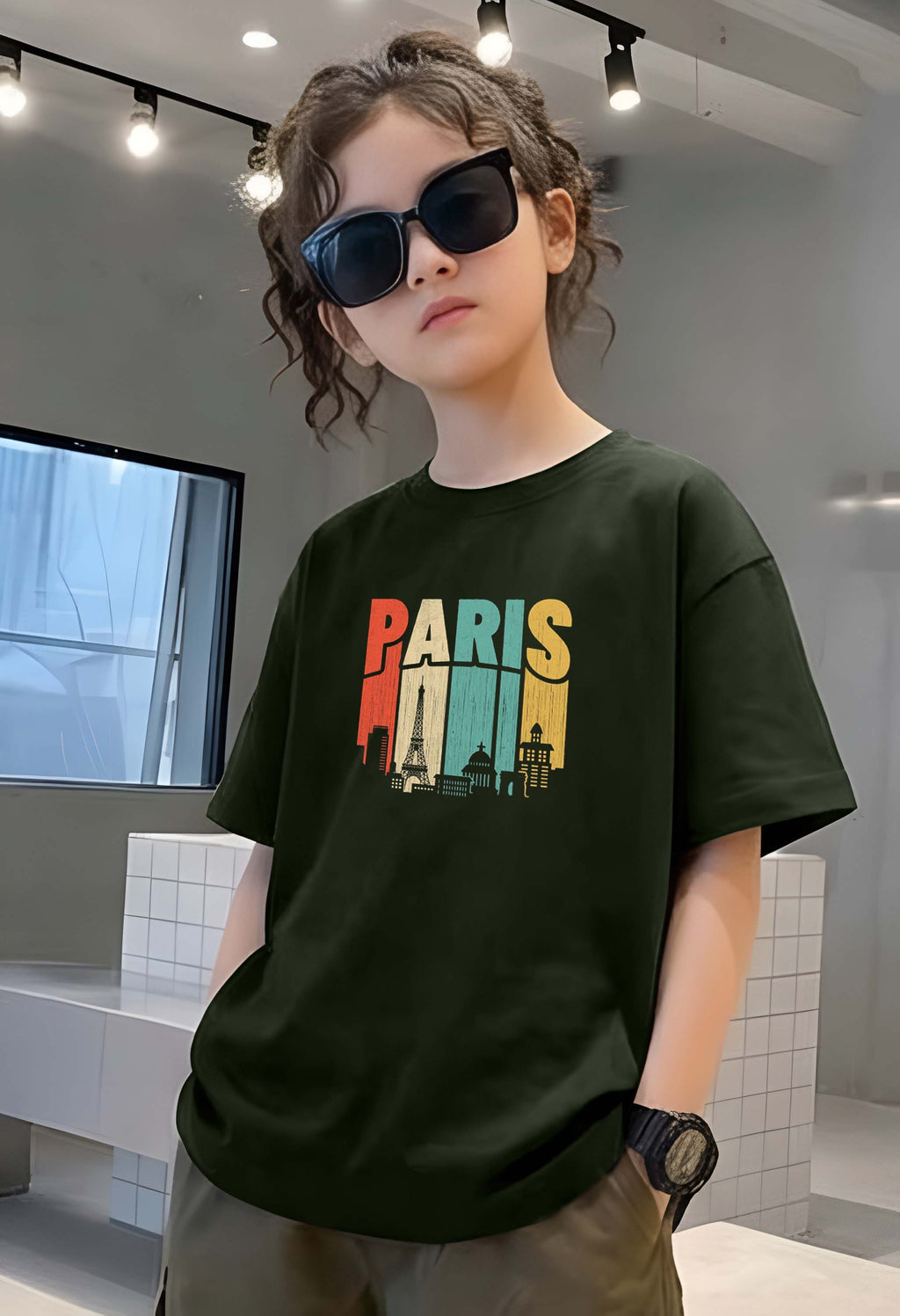 Paris - kids Girls Over sized T shirt