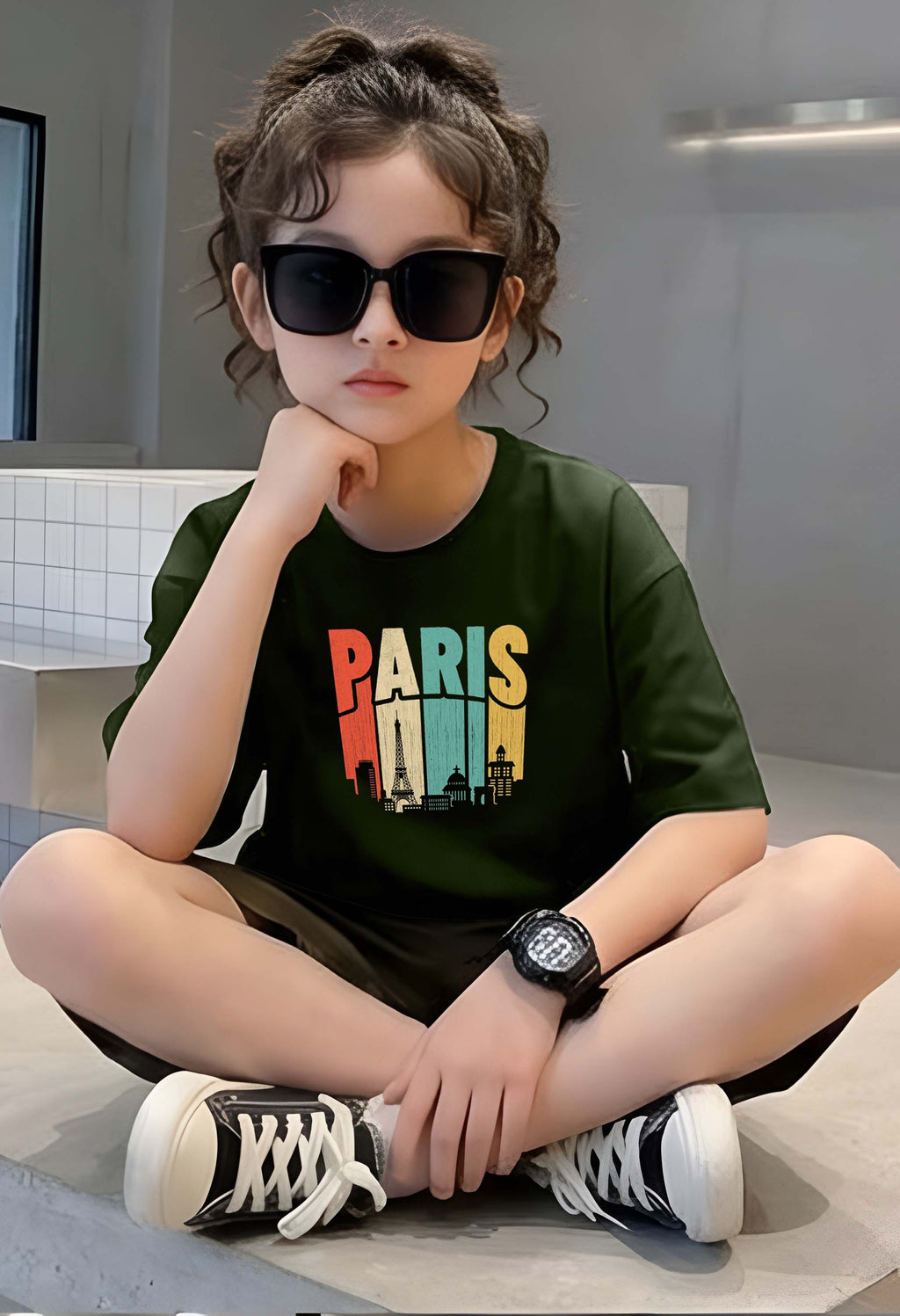 Paris - kids Girls Over sized T shirt
