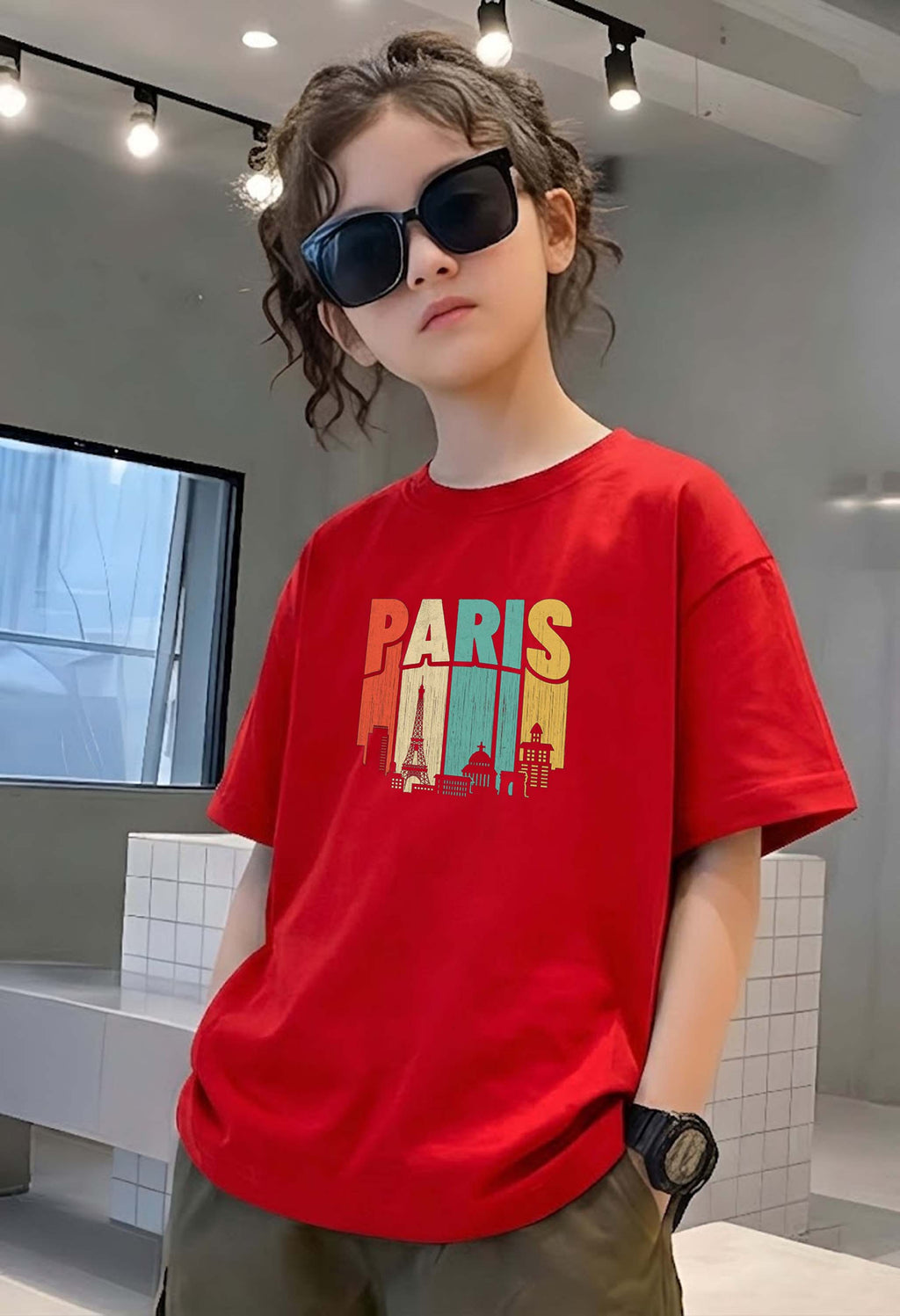 Paris - kids Girls Over sized T shirt