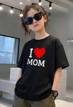 Love Mom - kids Girls Over sized T shirt