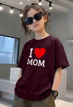 Love Mom - kids Girls Over sized T shirt