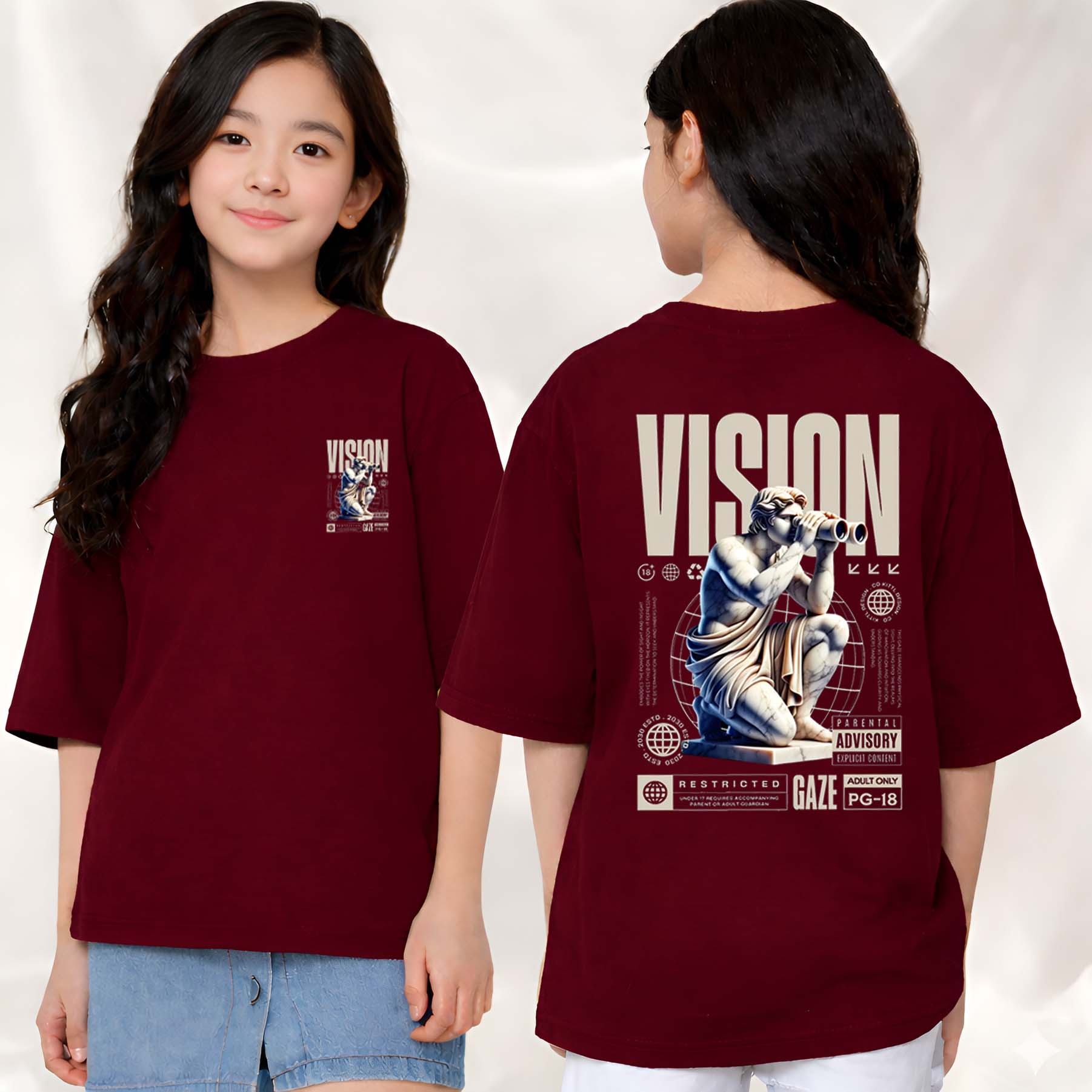 Vision  - kids Girls Over sized T shirt