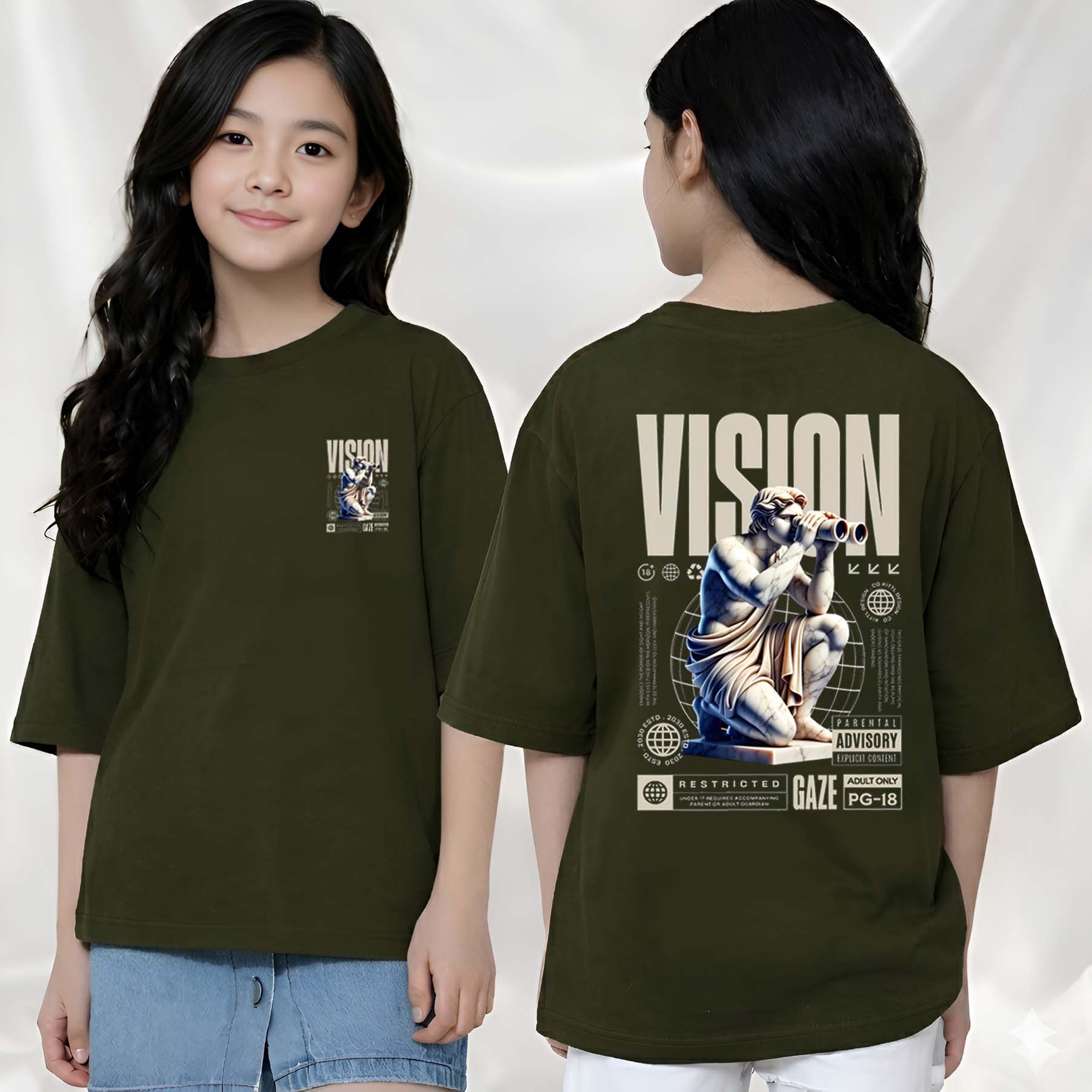 Vision  - kids Girls Over sized T shirt