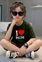 Love Mom - kids Girls Over sized T shirt