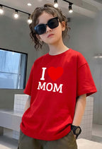 Love Mom - kids Girls Over sized T shirt