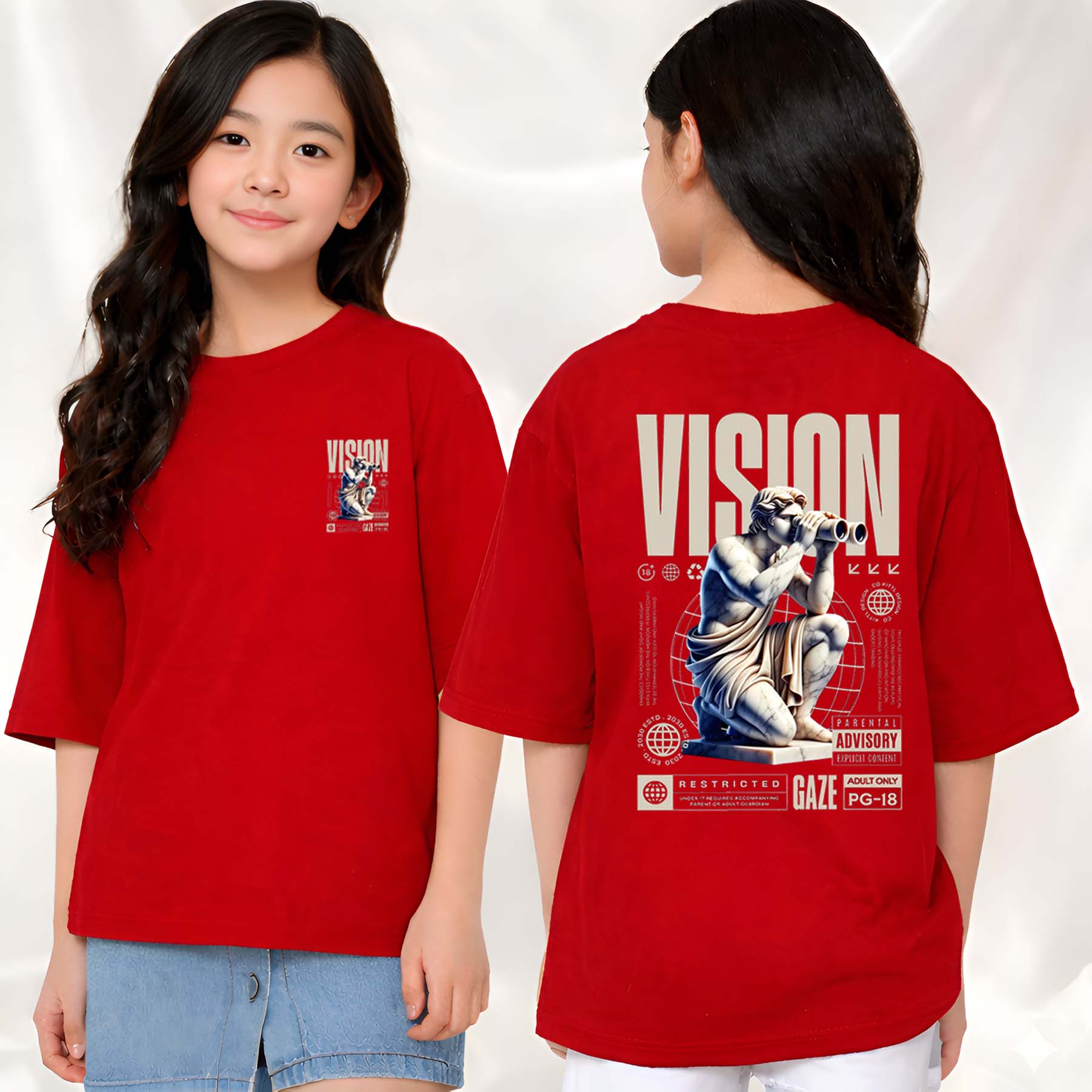 Vision  - kids Girls Over sized T shirt