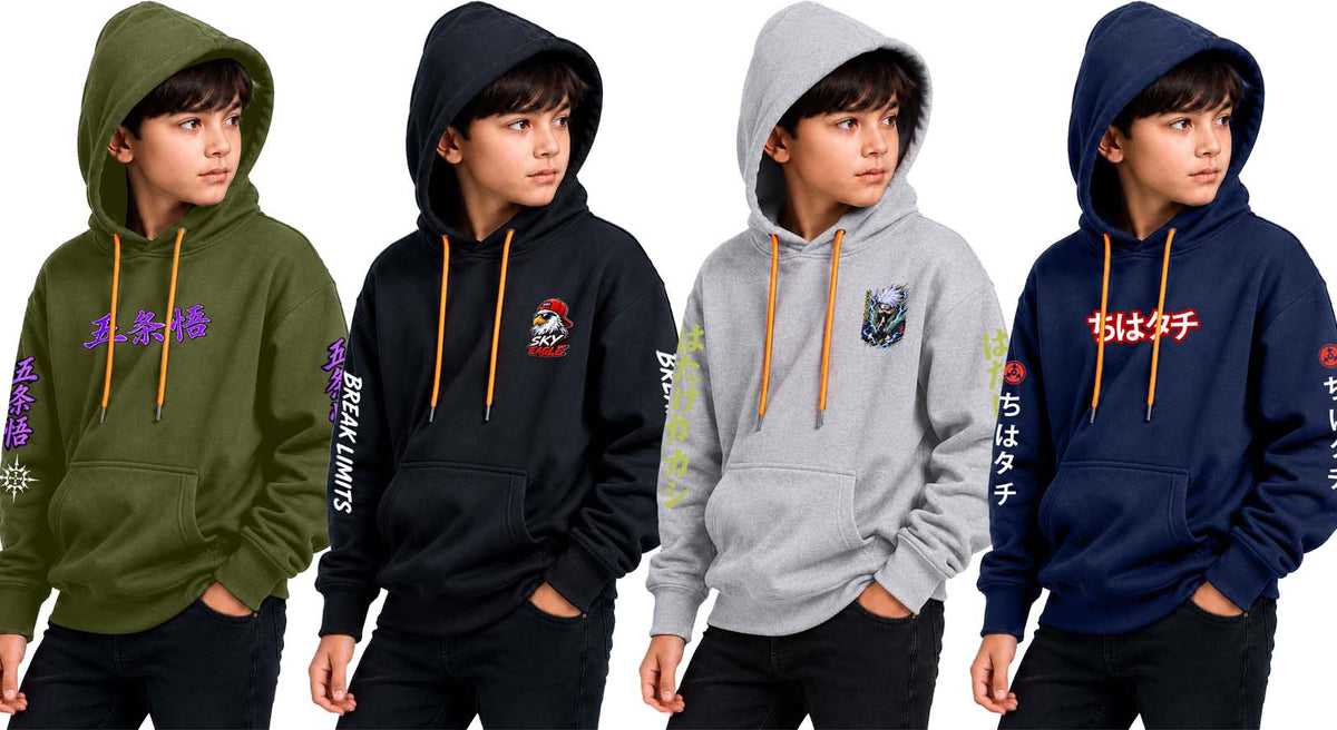 Why Bro Kids 4 Pcs Trendy Hoodie Combo