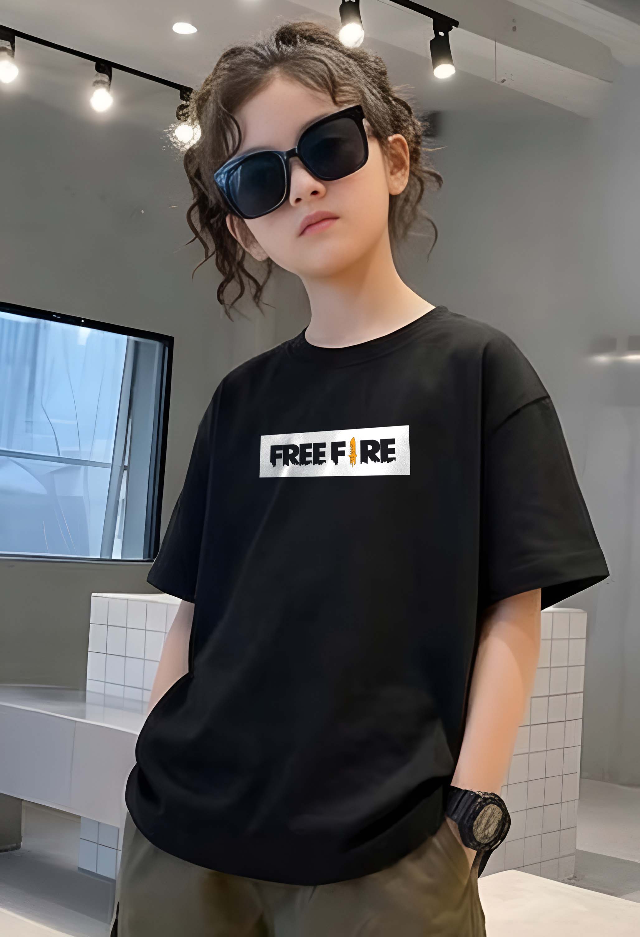 FreeFire - kids Girls Over sized T shirt