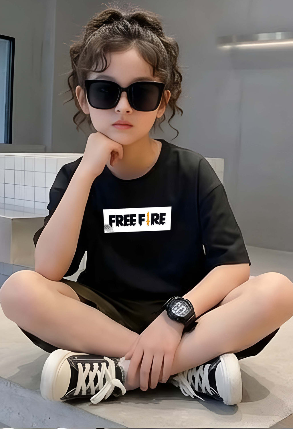 FreeFire - kids Girls Over sized T shirt