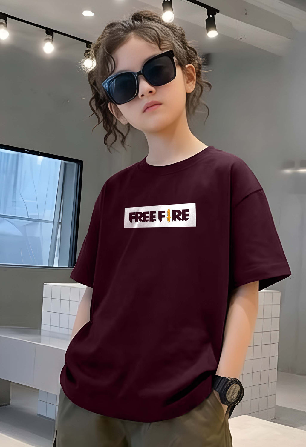 FreeFire - kids Girls Over sized T shirt