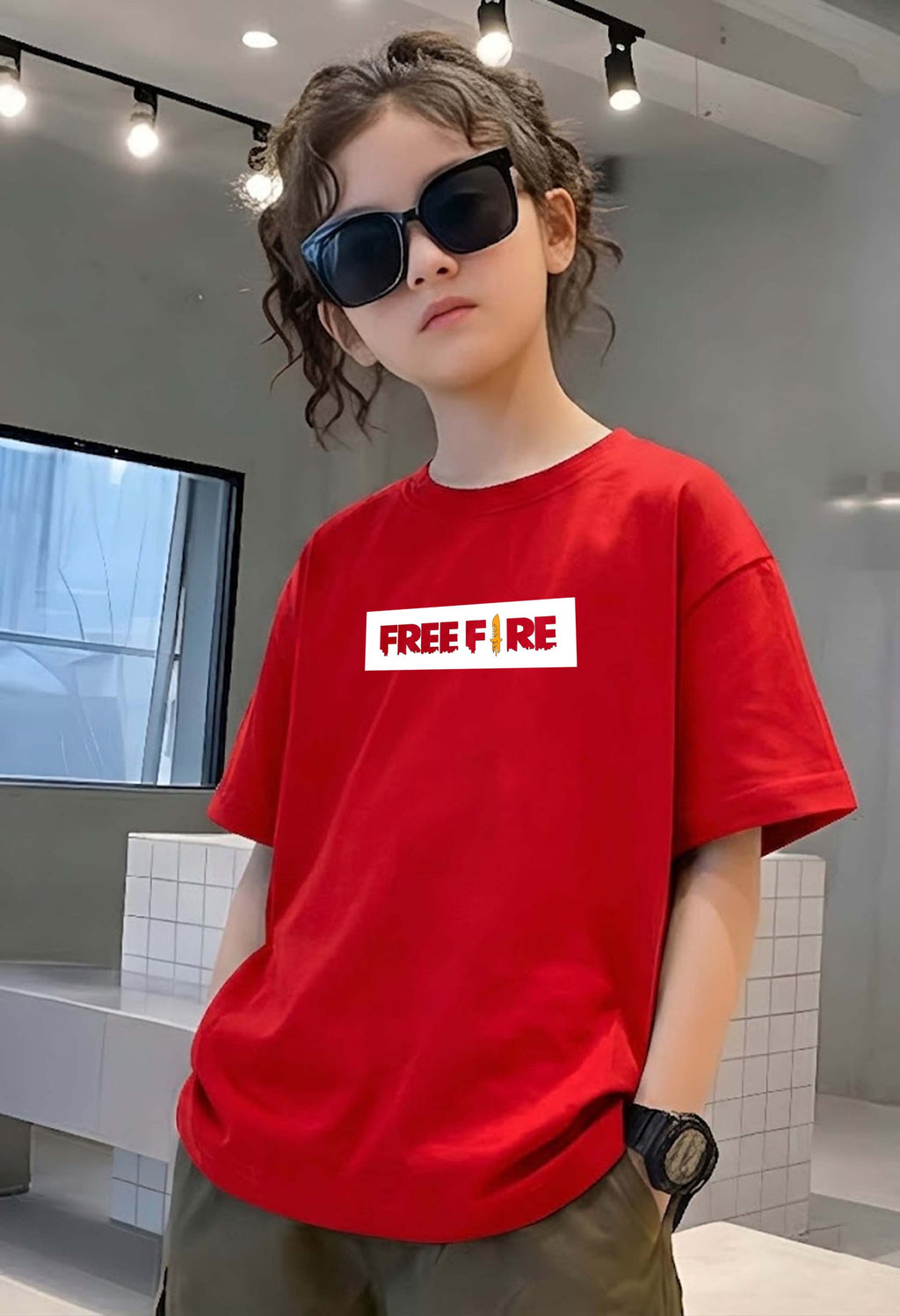 FreeFire - kids Girls Over sized T shirt