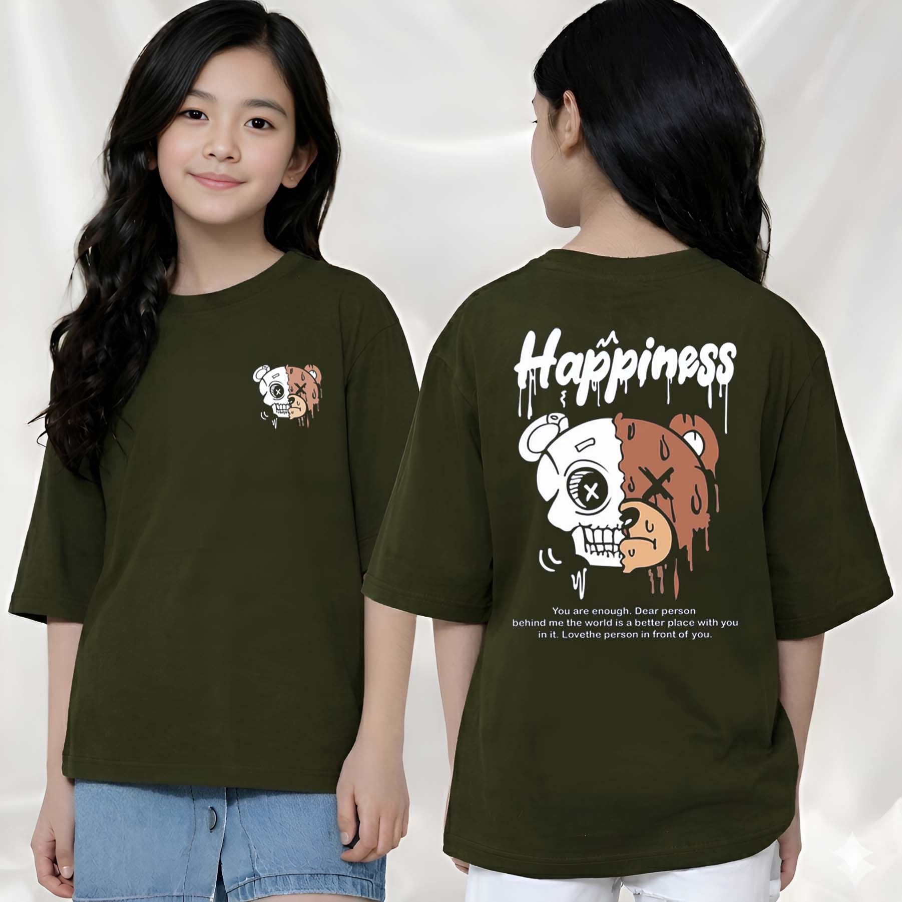 Happiness - kids Girls over sized T shirt