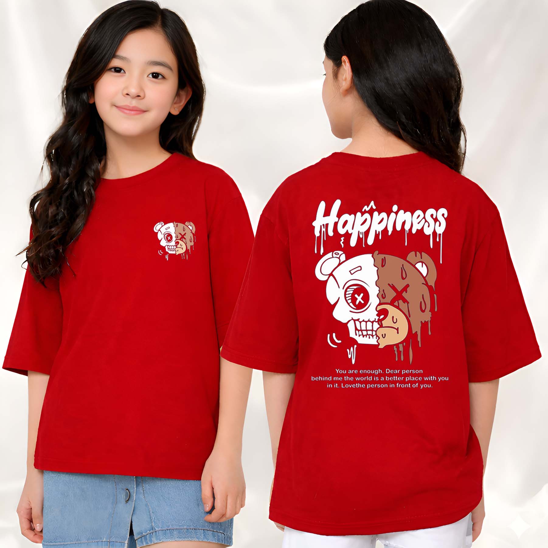 Happiness - kids Girls over sized T shirt