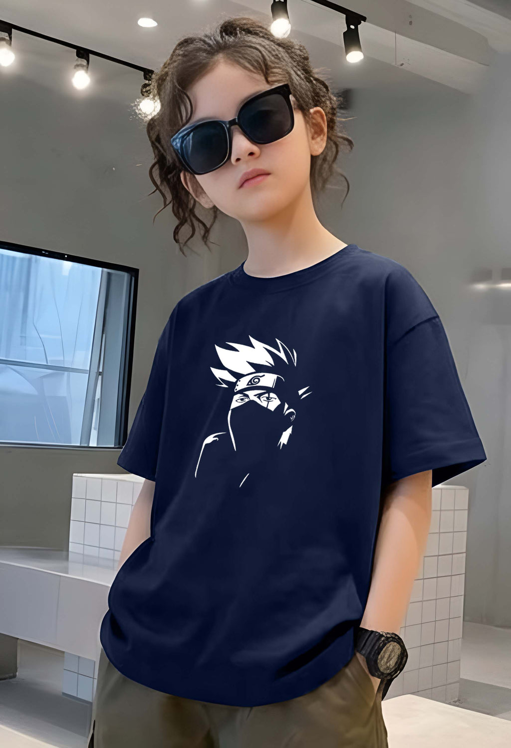 Face Narutto - kids Girls Over sized T shirt