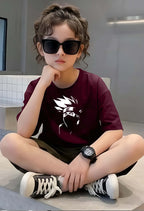 Face Narutto - kids Girls Over sized T shirt