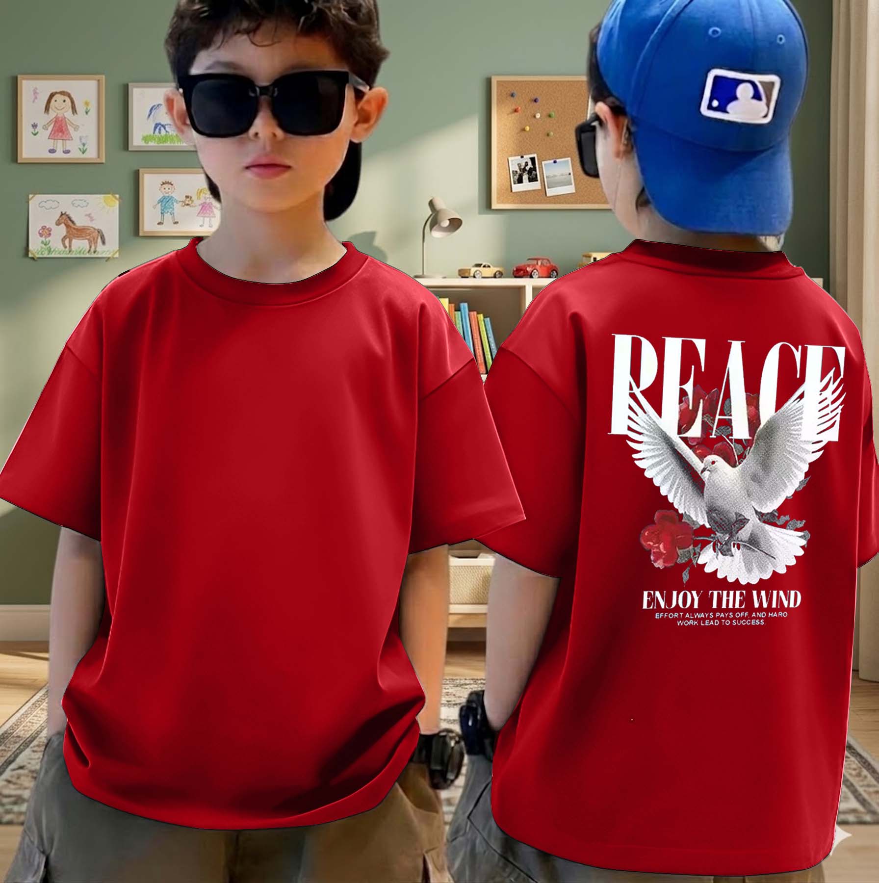 Peace  - Boys Over Size Printed T-shirt