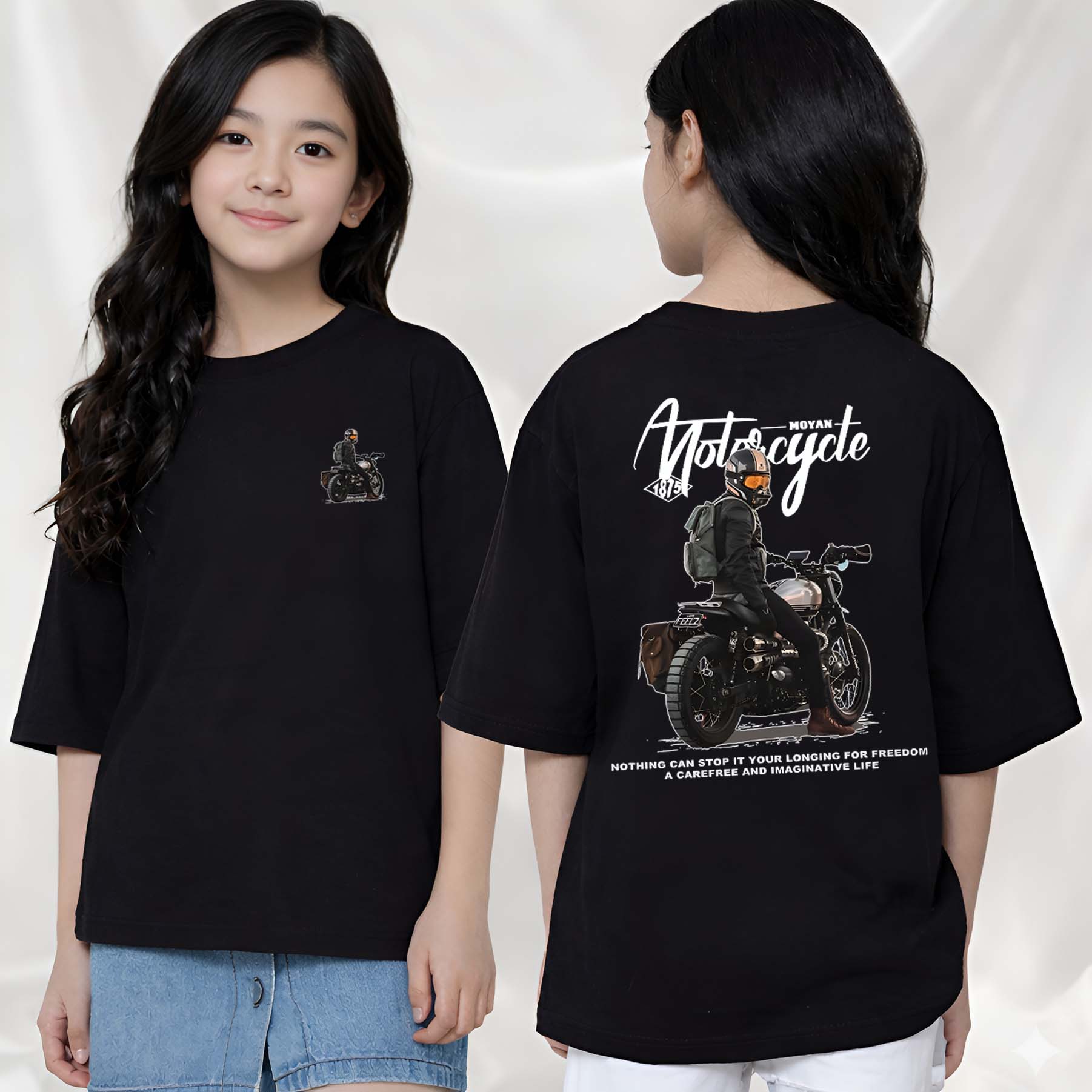 MotorCycle  - kids Girls Over sized T shirt