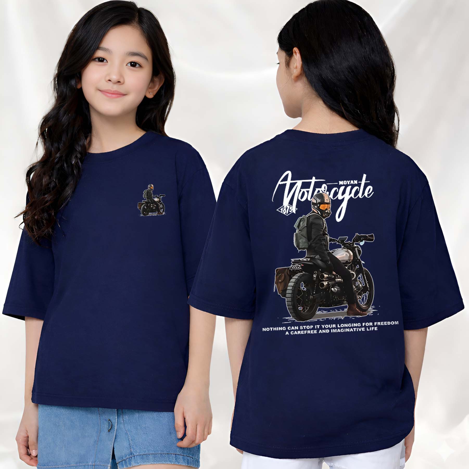 MotorCycle  - kids Girls Over sized T shirt