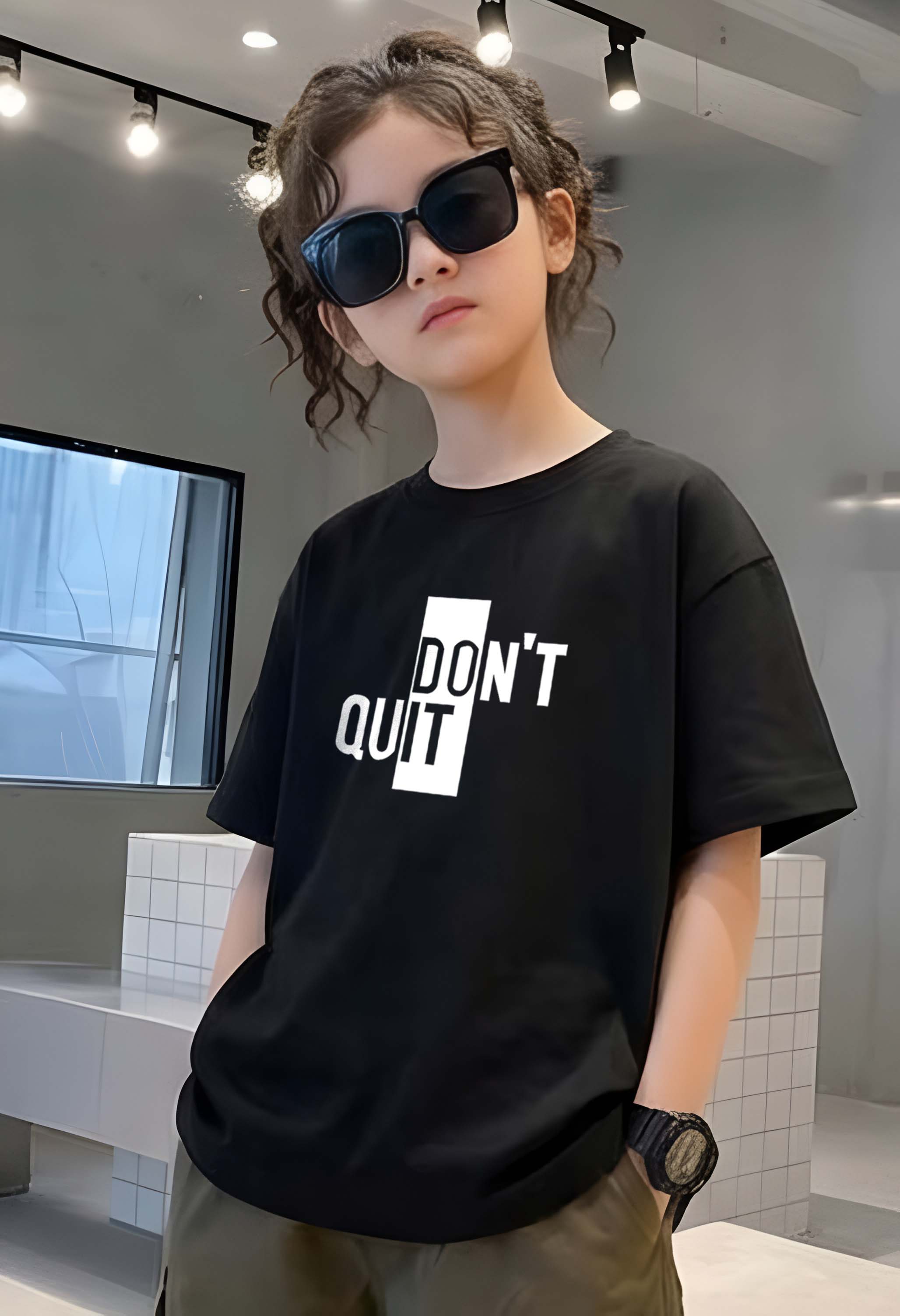 Don'tQuit - kids Girls Over sized T shirt