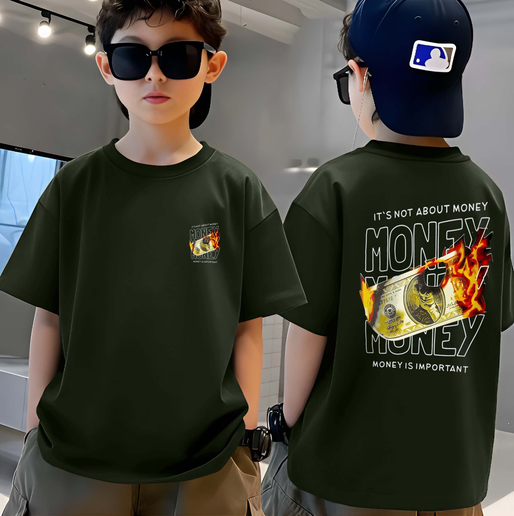 Fire Money - Boys Over Size Printed T-shirt